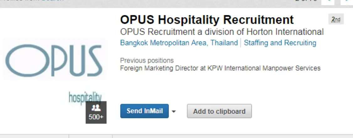 Opus Hospitality page on Linkedin